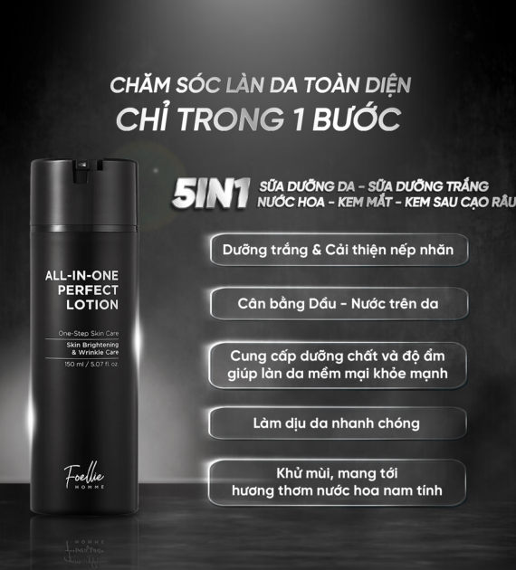 SỮA DƯỠNG DA FOELLIE HOMME ALL-IN-ONE PERFECT LOTION 150ML