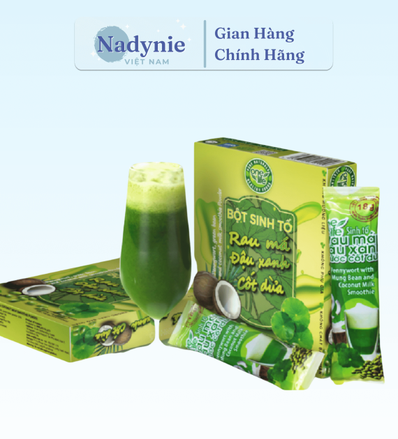 SINH TỐ RAU MÁ ĐẬU XANH CỐT DỪA HỘP 6 GÓI*20GR