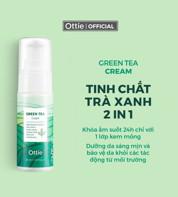Kem Dưỡng Ẩm Trà Xanh Ottie Green Tea Cream 40ml