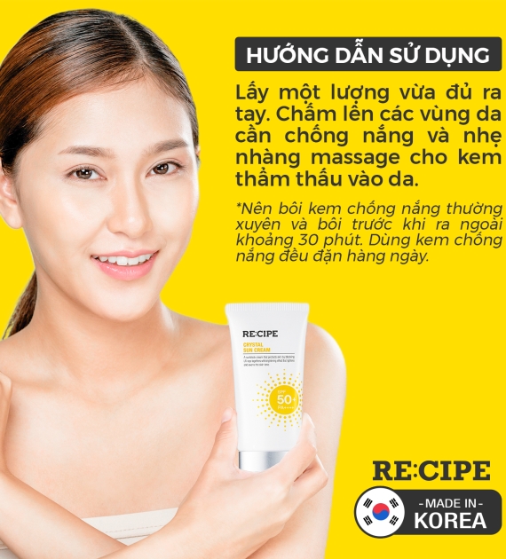 KEM CHỐNG NẮNG RE:CIPE  CRYSTAL SUN CREAM SPF50+ PA++++ 50 ML