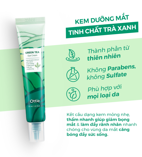 Kem Dưỡng Mắt Trà Xanh Ottie Green Tea Eye Cream 30ml