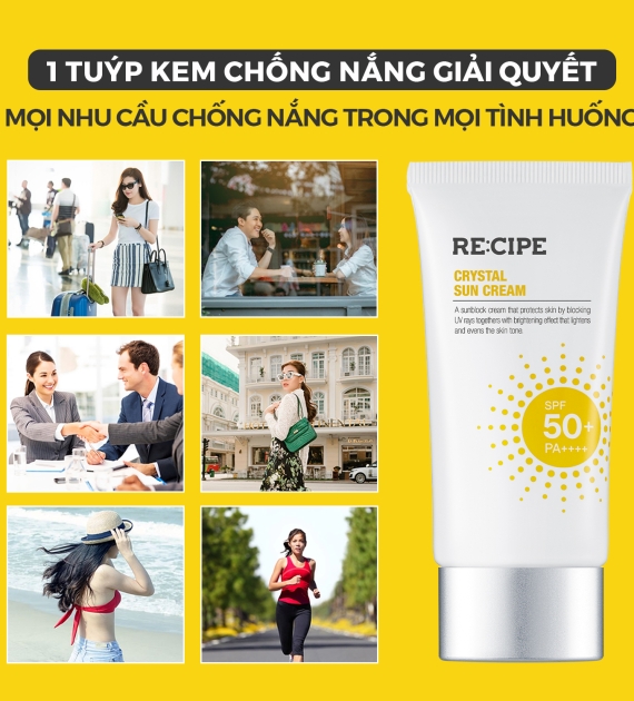 KEM CHỐNG NẮNG RE:CIPE  CRYSTAL SUN CREAM SPF50+ PA++++ 50 ML