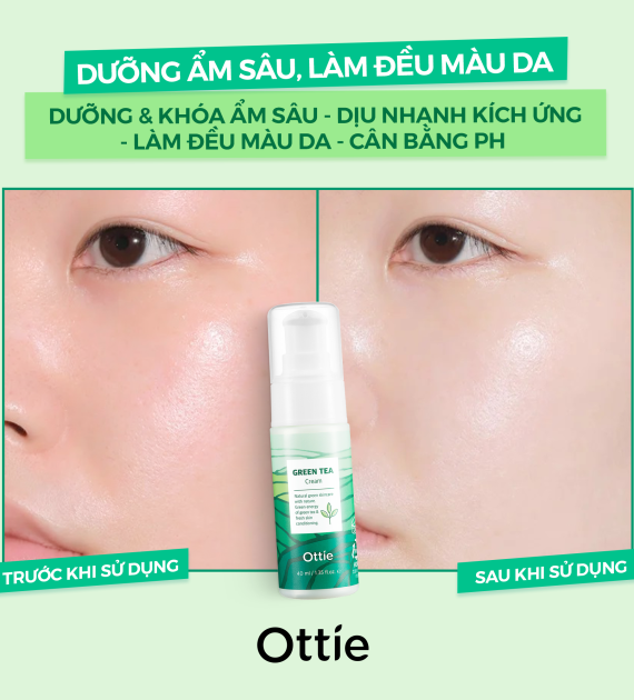 Kem Dưỡng Ẩm Trà Xanh Ottie Green Tea Cream 40ml