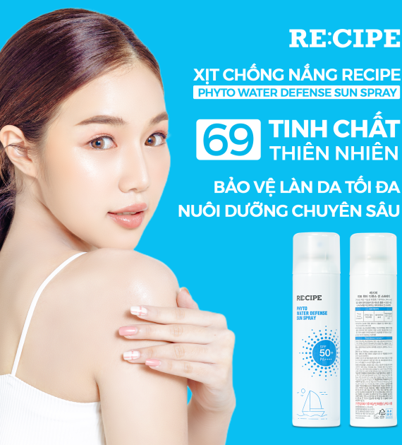 Xịt Chống Nắng RECIPE SPF50+ PA++++ Chống Nắng, Không Trôi Recipe Phyto Water Defense Sun Spray 180ml