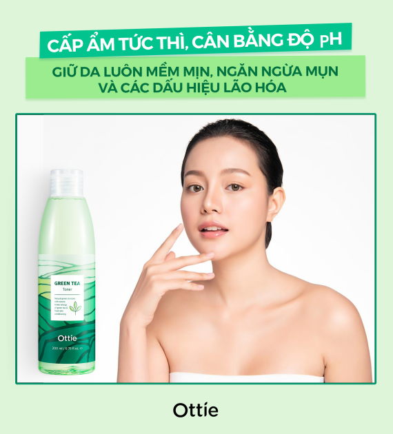 Nước Cân Bằng Trà Xanh Ottie Green Tea Toner 200ml