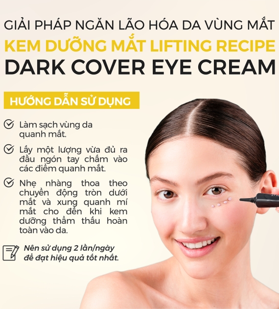 Kem dưỡng mắt RECIPE mờ thâm dưỡng sáng, giảm nếp nhăn, kem mắt Lifting Recipe Dark Cover Eye Cream 30ml