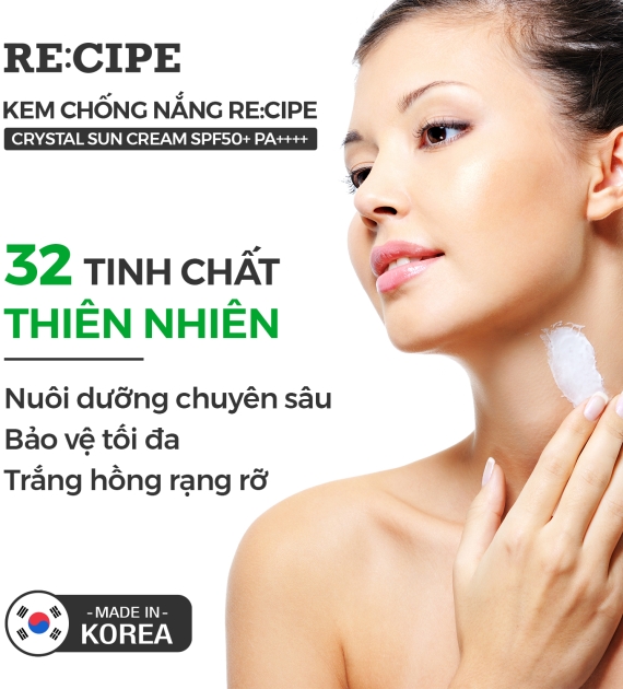 KEM CHỐNG NẮNG RE:CIPE  CRYSTAL SUN CREAM SPF50+ PA++++ 50 ML