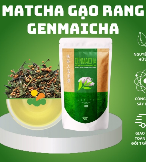 BỘT MATCHA GẠO RANG NHẬT BẢN (GENMAICHA) BỊCH 100GR
